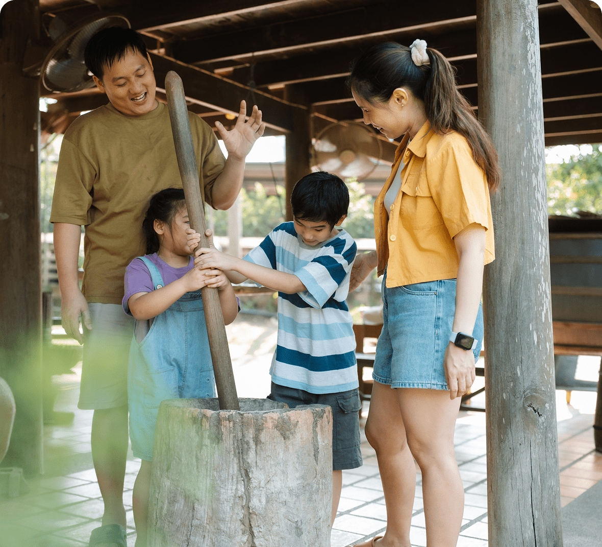 Kids learning cultural cooking techniques