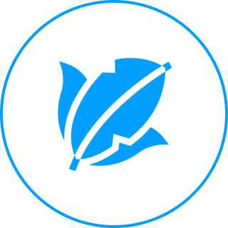 Blue leaf and quill icon