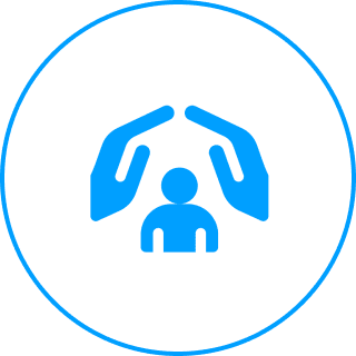 Hands protecting person icon