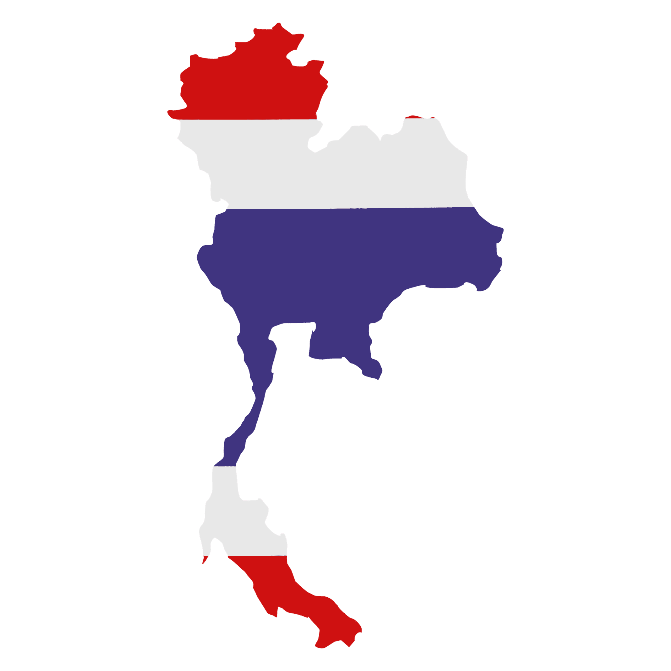 Thailand map with flag colors
