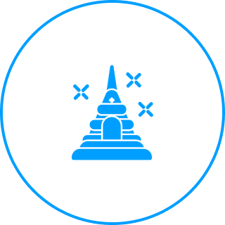 Minimalist blue temple design
