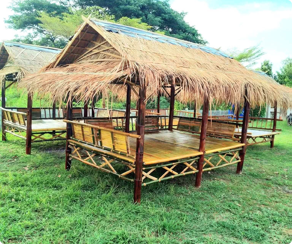 Bamboo hut with thatched roof