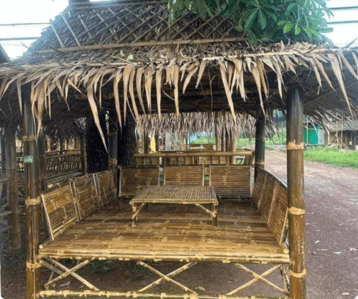 Bamboo hut with seating area
