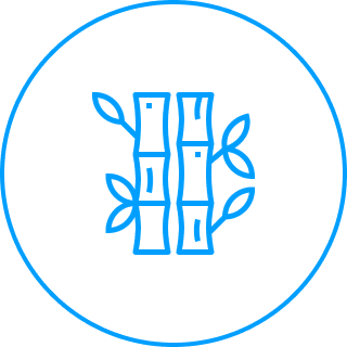Blue bamboo icon with leaves
