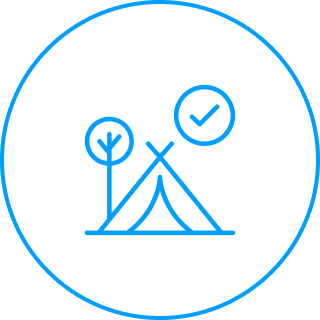 Blue camping outline design